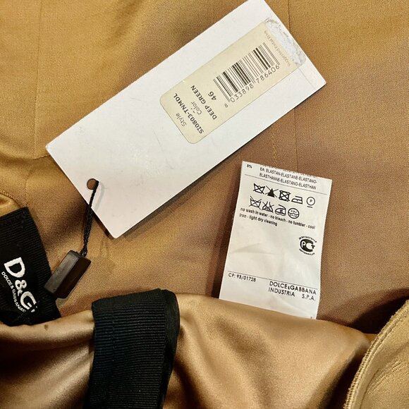 Dolce & Gabbana Green Satin Skirt with Floral Applique Beaded Detail IT46 - Picture 7 of 8